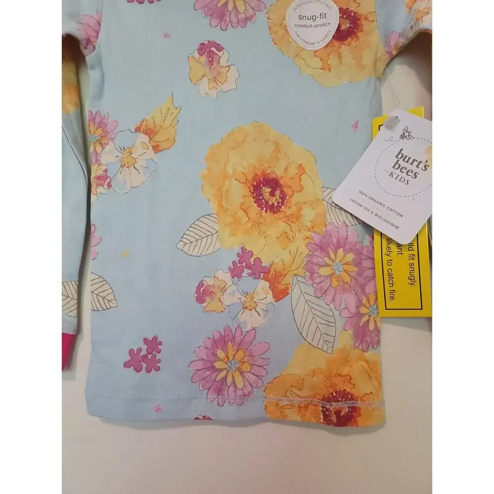 NWT Burt’s Bees 3T Pajama Top Kids Girl’s 100% Organic Cotton Snug Fit Flower 🌼